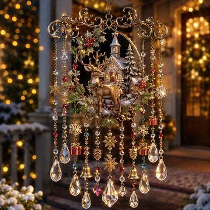 🎄🎐Handmade Christmas Stained Glass Window Hanging