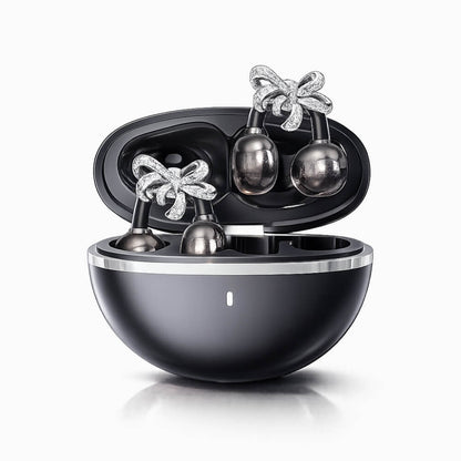 Crystal Bow Clip-On Open-Ear Earbuds – Wireless Sound Meets Jewelry-Inspired Style