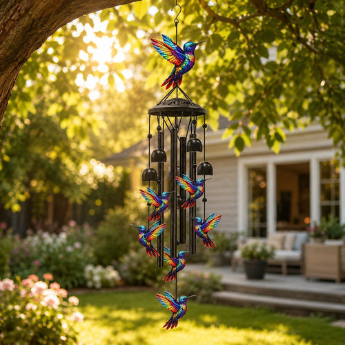 🔥Last Day 70% OFF🐦Vintage Colorful Hummingbird Wind Chime with Metal Tubes and Bells