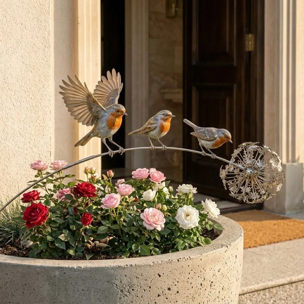 🕊️❤️ Robin Memorial Garden Stake – “Loved Ones Are Near”
