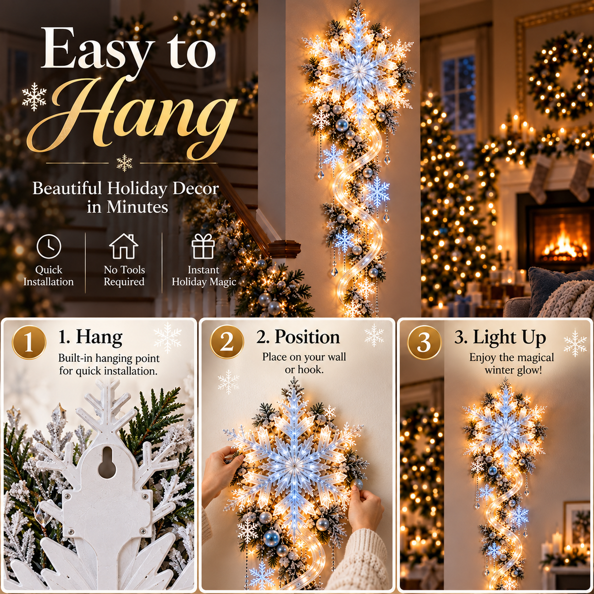 ❄️ 49% OFF | Giant Snowflake Blizzard Trail™ – Turn Your Home Into a Winter Wonderland