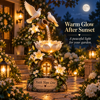 ✨Last Day 49% OFF✨🕊️✝️ Faith Hope Love Fountain™ – Lighted Christian Garden Decor