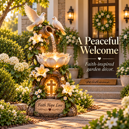✨Last Day 49% OFF✨🕊️✝️ Faith Hope Love Fountain™ – Lighted Christian Garden Decor