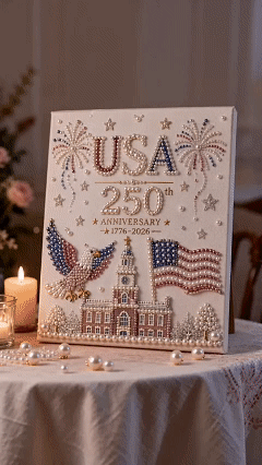 🔥 USA 250th Anniversary DIY Pearl Painting Kit ✨❤️‍🔥