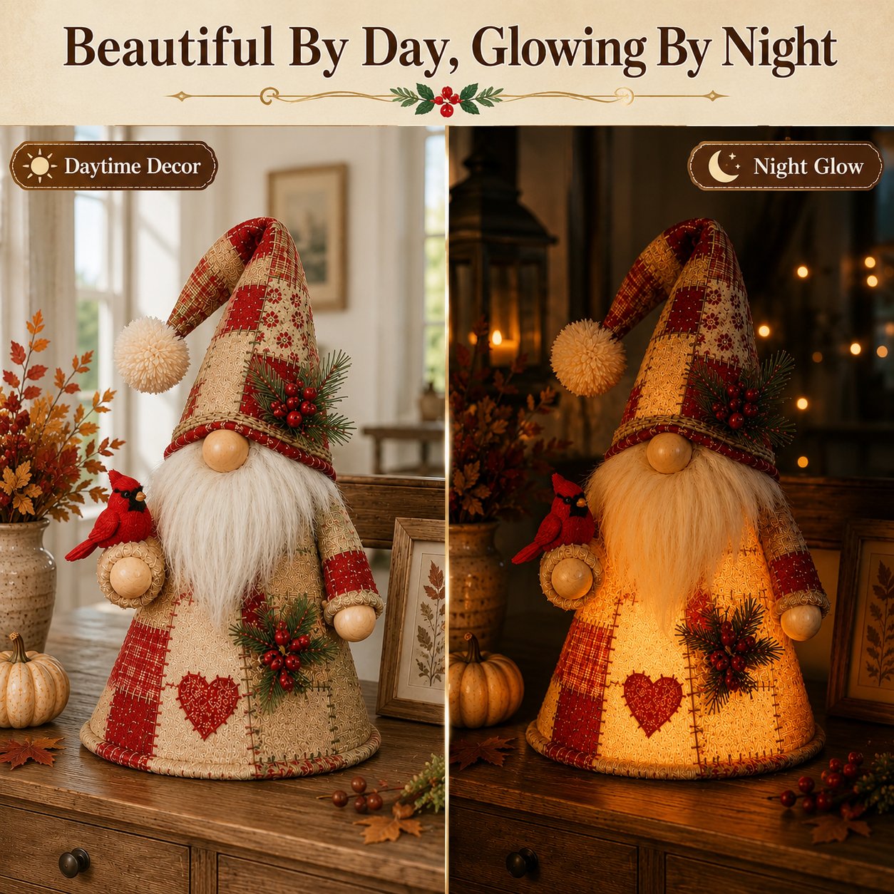 🔥 LAST DAY 49% OFF – 🐦 Patchwork Bird Gnome Light Collection