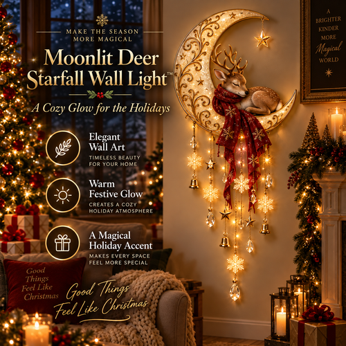 🌙 Moonlit Deer Starfall™ – Magical Christmas Wall Light