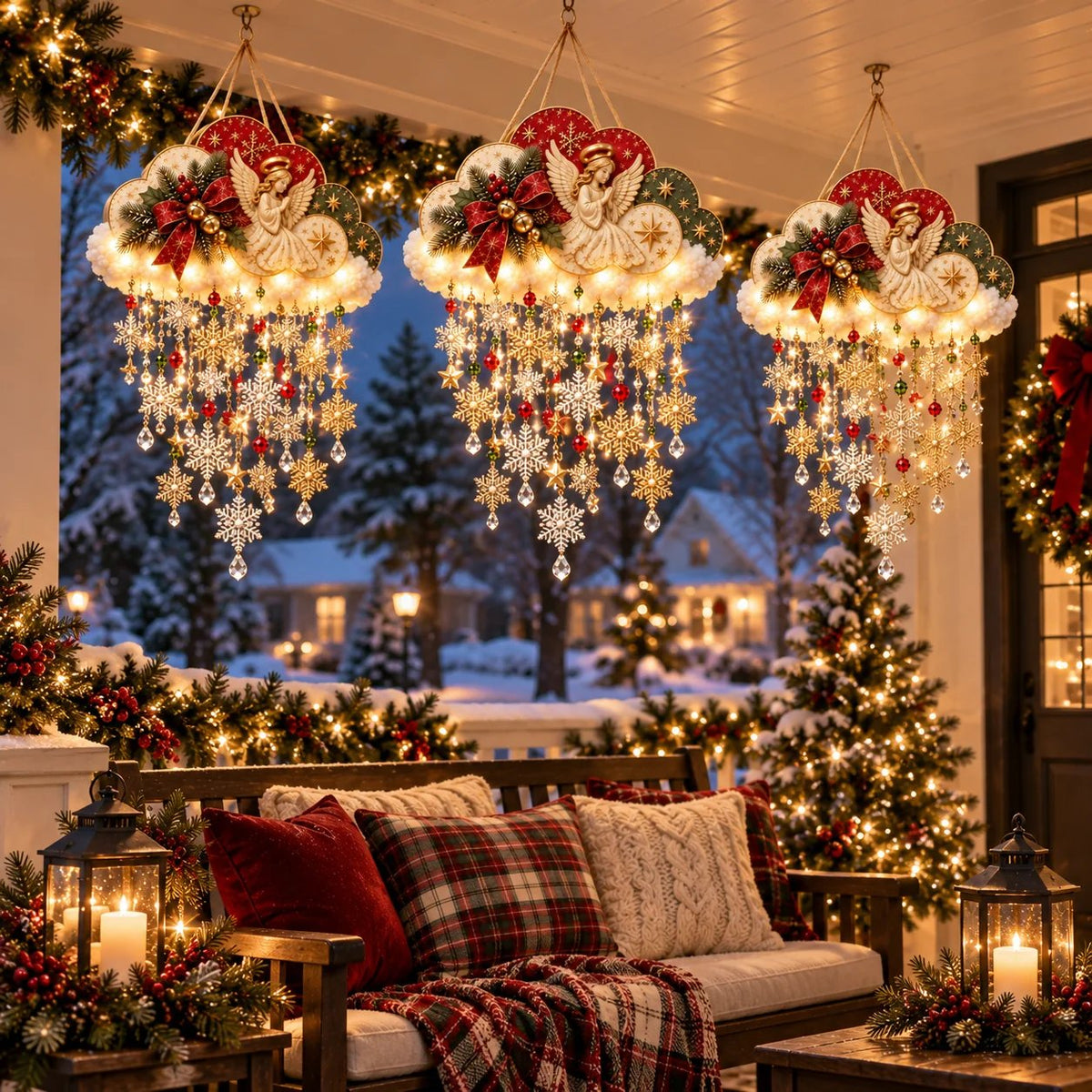 💯 Angelic Christmas Snowfall Cloud – Lighted Hanging Holiday Decor☁️