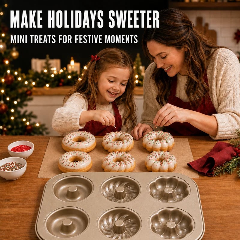 🥳2026 HOT SALE🥳💞50K+ SOLD! 🍰🧁 50% OFF! Mini Bundt Cake Pan – 3 unique shapes in one pan: classic, swirl & flower. Carbon steel heats evenly, non-stick releases perfectly. Bake 6 at once – perfect for tea parties & family treats! 🏠✨