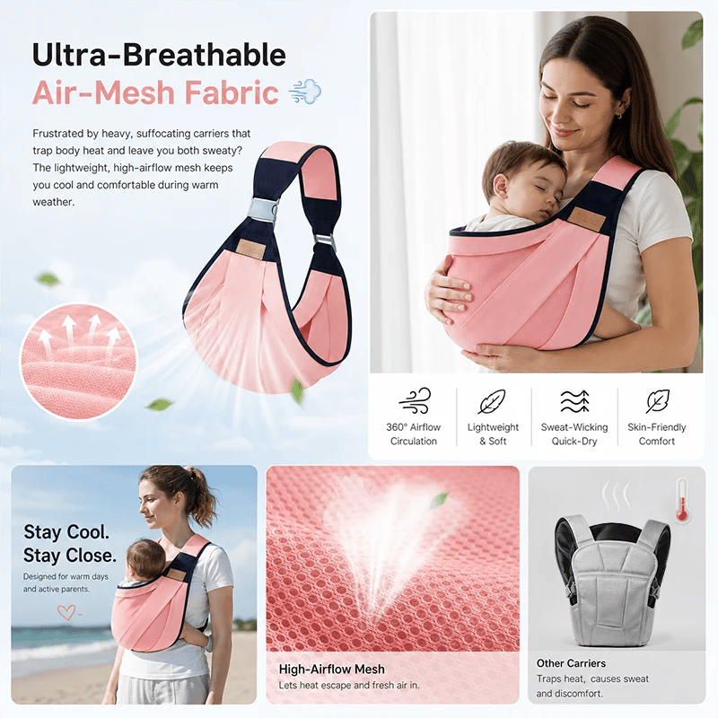Adjustable single-shoulder portable strap | Lightweight and breathable mesh hip strap