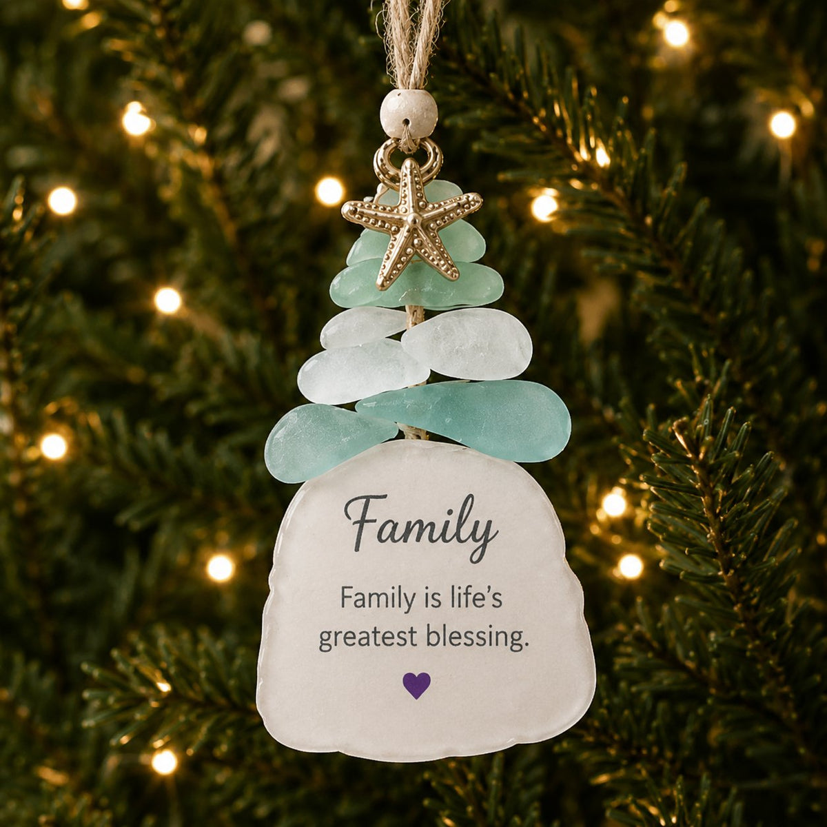 🔥LAST DAY 50% OFF - 🌊Ocean Blessings™ Sea Glass Christmas Ornaments – Peace, Love, Joy, Faith, Family, Friends & Hope