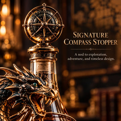 Leviathan Coil Dragon Decanter™ — Hand-Finished Whiskey Decanter with Compass Stopper