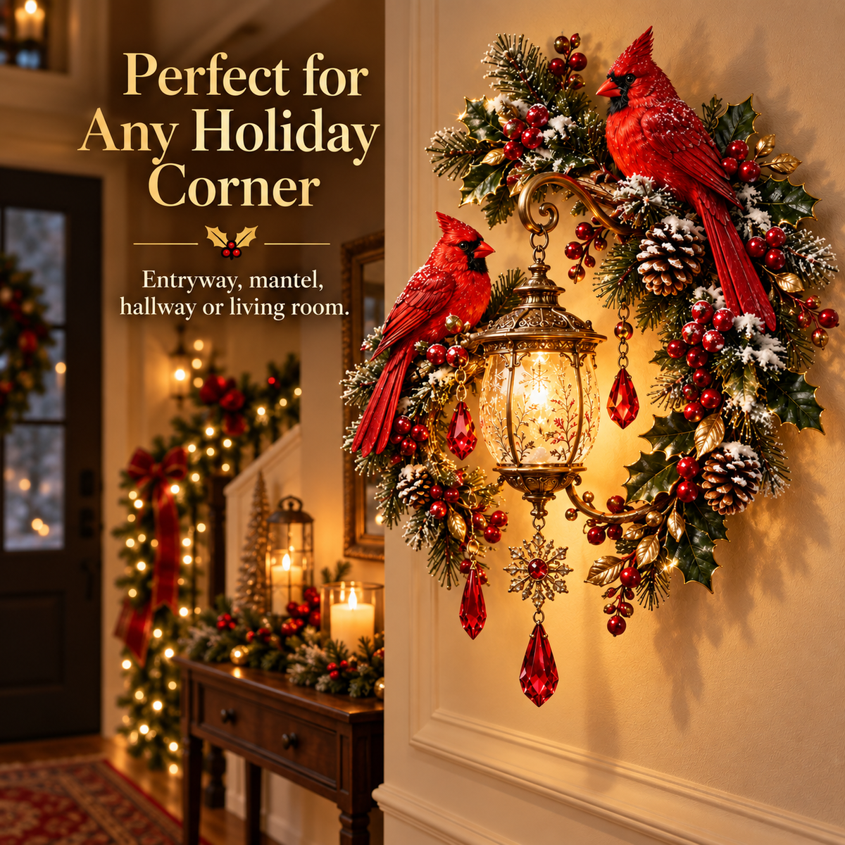 ✨Last Day 49% OFF✨Cardinal Christmas Lantern Glow™ – Lighted Holiday Wall Decor