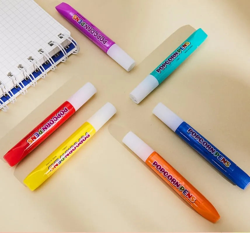 The six colorful Popcorn Pens included in one set