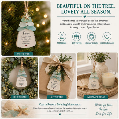 🔥LAST DAY 50% OFF - 🌊Ocean Blessings™ Sea Glass Christmas Ornaments – Peace, Love, Joy, Faith, Family, Friends & Hope