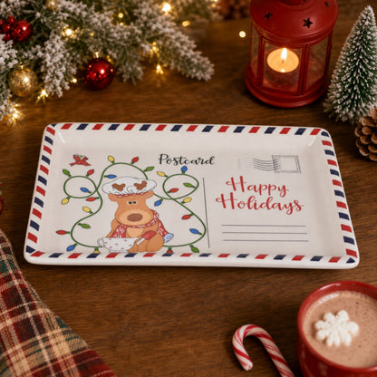 🎄 LAST DAY 49% OFF🍪 Vintage Christmas Postcard Platter🎅🎁