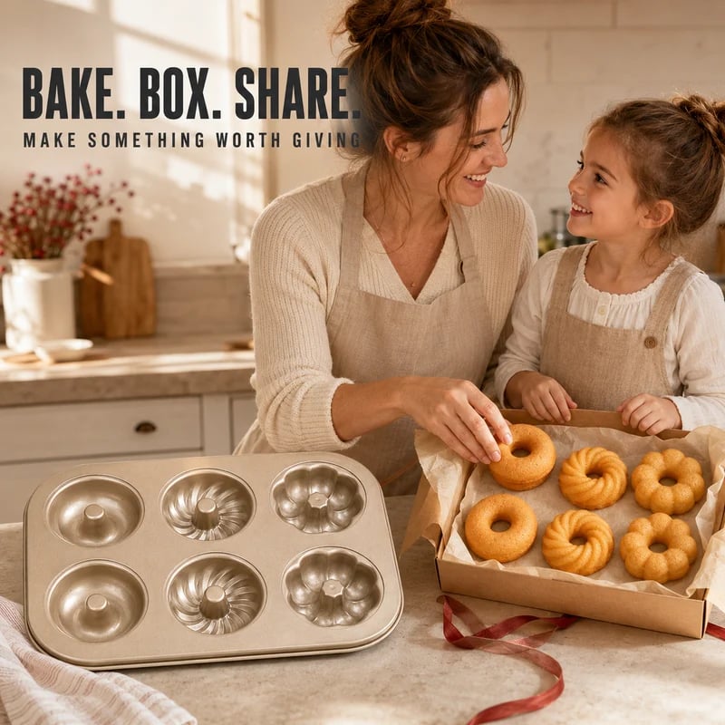 Mini homemade cakes being packed into a gift box
