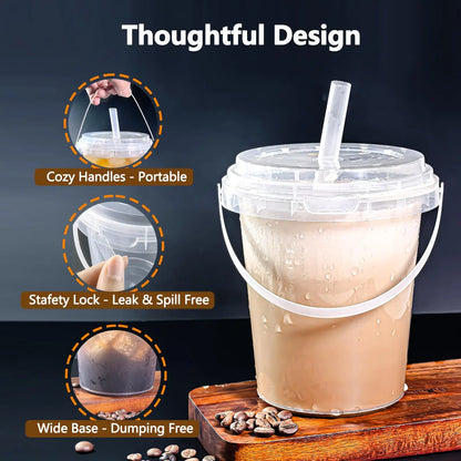 🥤 Large Reusable Plastic Cups with Lid & Straw(33.81 oz)