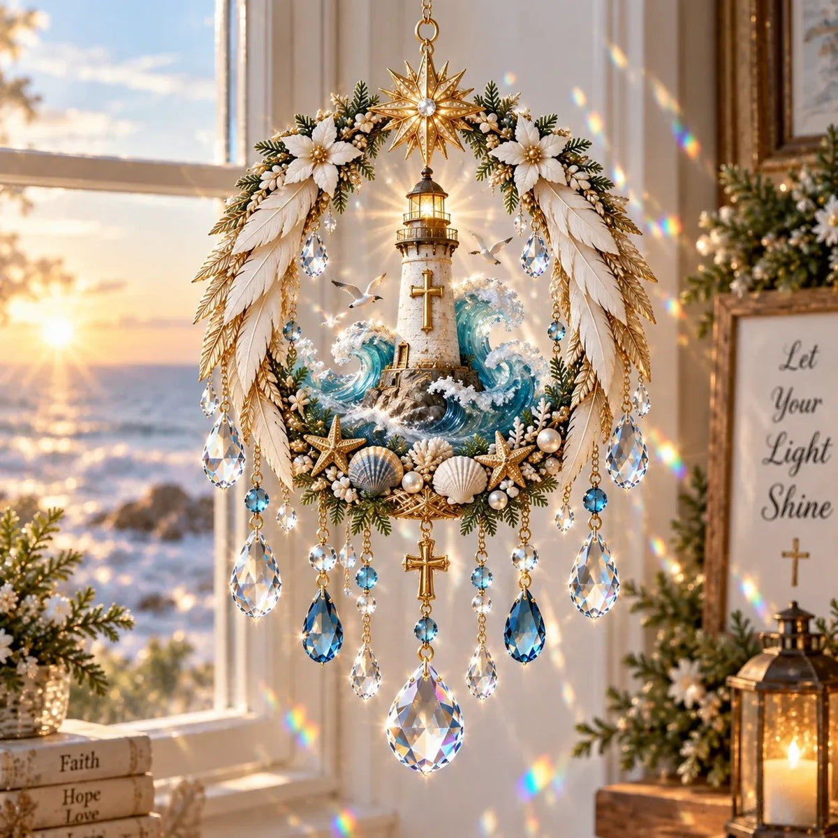 🔥HOT SALE🔥✝️ Christian Crystal Suncatcher | 5 Faith-Inspired Window Designs with Cascading Rainbow Crystals ✨