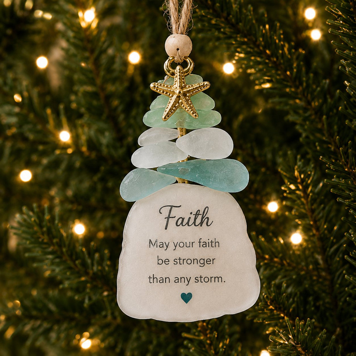 🔥LAST DAY 50% OFF - 🌊Ocean Blessings™ Sea Glass Christmas Ornaments – Peace, Love, Joy, Faith, Family, Friends & Hope