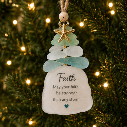 🔥LAST DAY 50% OFF - 🌊Ocean Blessings™ Sea Glass Christmas Ornaments – Peace, Love, Joy, Faith, Family, Friends & Hope