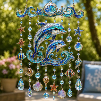 🐋 🌊Ocean-Themed Crystal Wind Chime – Bring the Ocean Glow to Your Garden