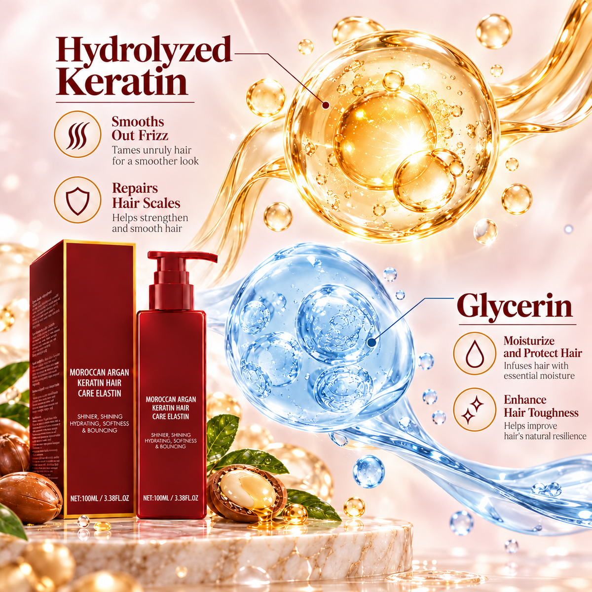 ❤️Argan & Avocado Curl Defining Leave-In Cream⏳