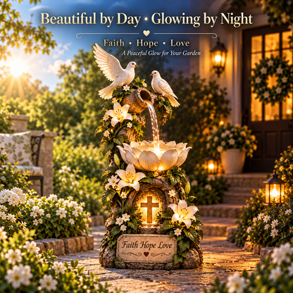 ✨Last Day 49% OFF✨🕊️✝️ Faith Hope Love Fountain™ – Lighted Christian Garden Decor