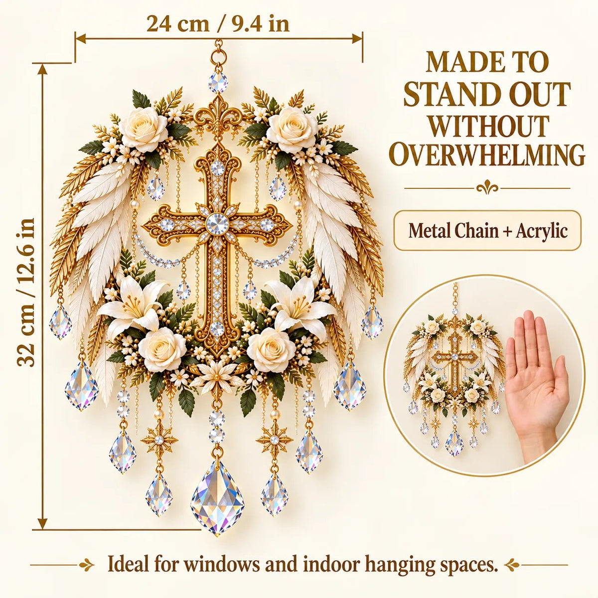 🔥HOT SALE🔥✝️ Christian Crystal Suncatcher | 5 Faith-Inspired Window Designs with Cascading Rainbow Crystals ✨