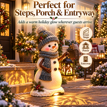 🔥 Last Day 49% OFF🔥⛄ Snowman Nativity Glow™ – Solar Christmas Step Light with Holy Family Projection