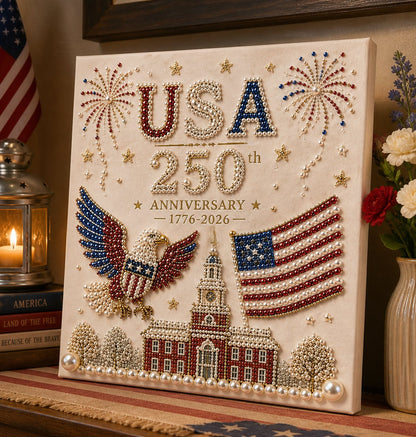 🔥 USA 250th Anniversary DIY Pearl Painting Kit ✨❤️‍🔥
