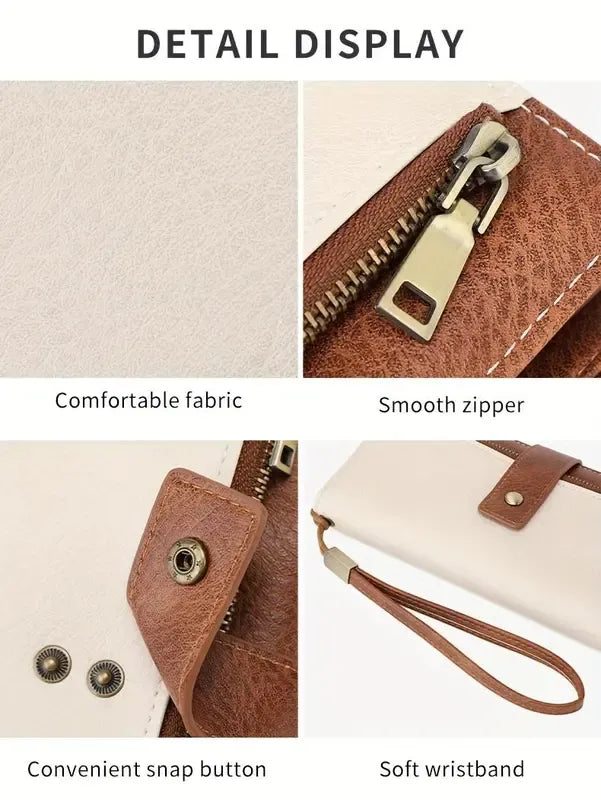 🔥Women's long wallet, stylish clutch, elegant solid color RFID blocking wallet