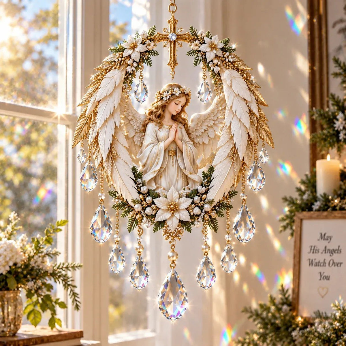 🔥HOT SALE🔥✝️ Christian Crystal Suncatcher | 5 Faith-Inspired Window Designs with Cascading Rainbow Crystals ✨