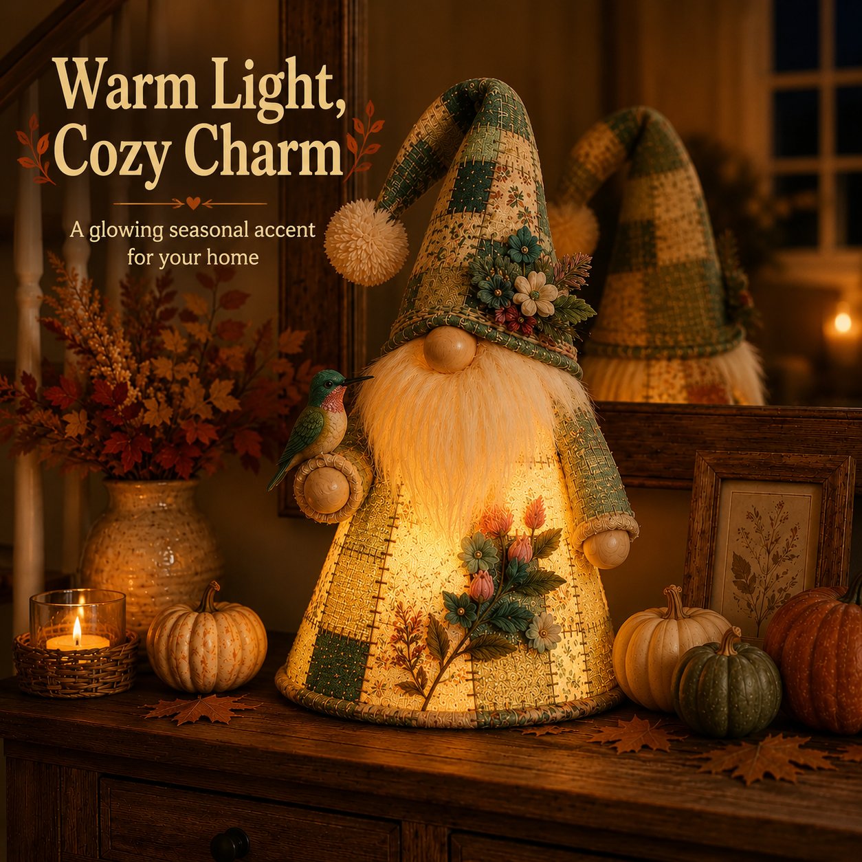 🔥 LAST DAY 49% OFF – 🐦 Patchwork Bird Gnome Light Collection