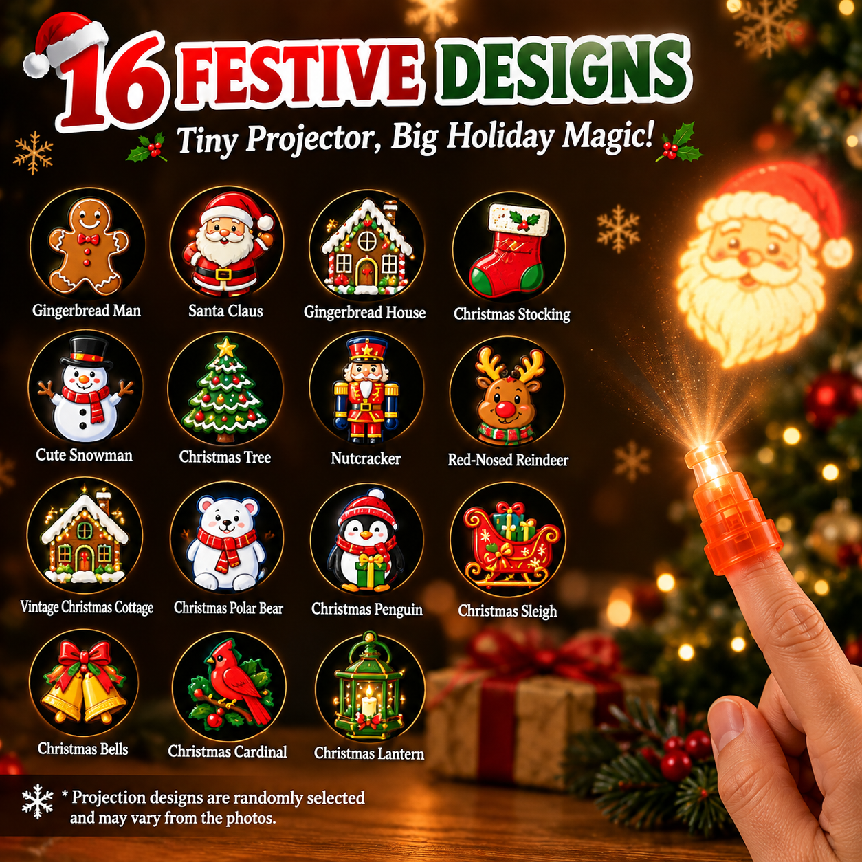 Christmas Finger Projector Lights – Mini Pattern Projector