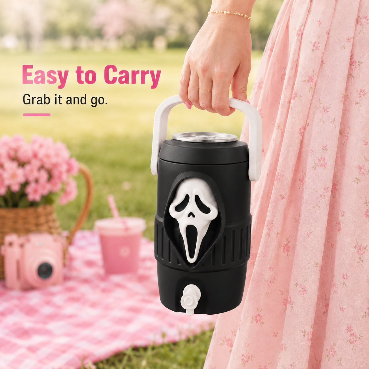 👻Portable Ghost Can Cooler – Fun Halloween Drink Holder for 12 oz Cans