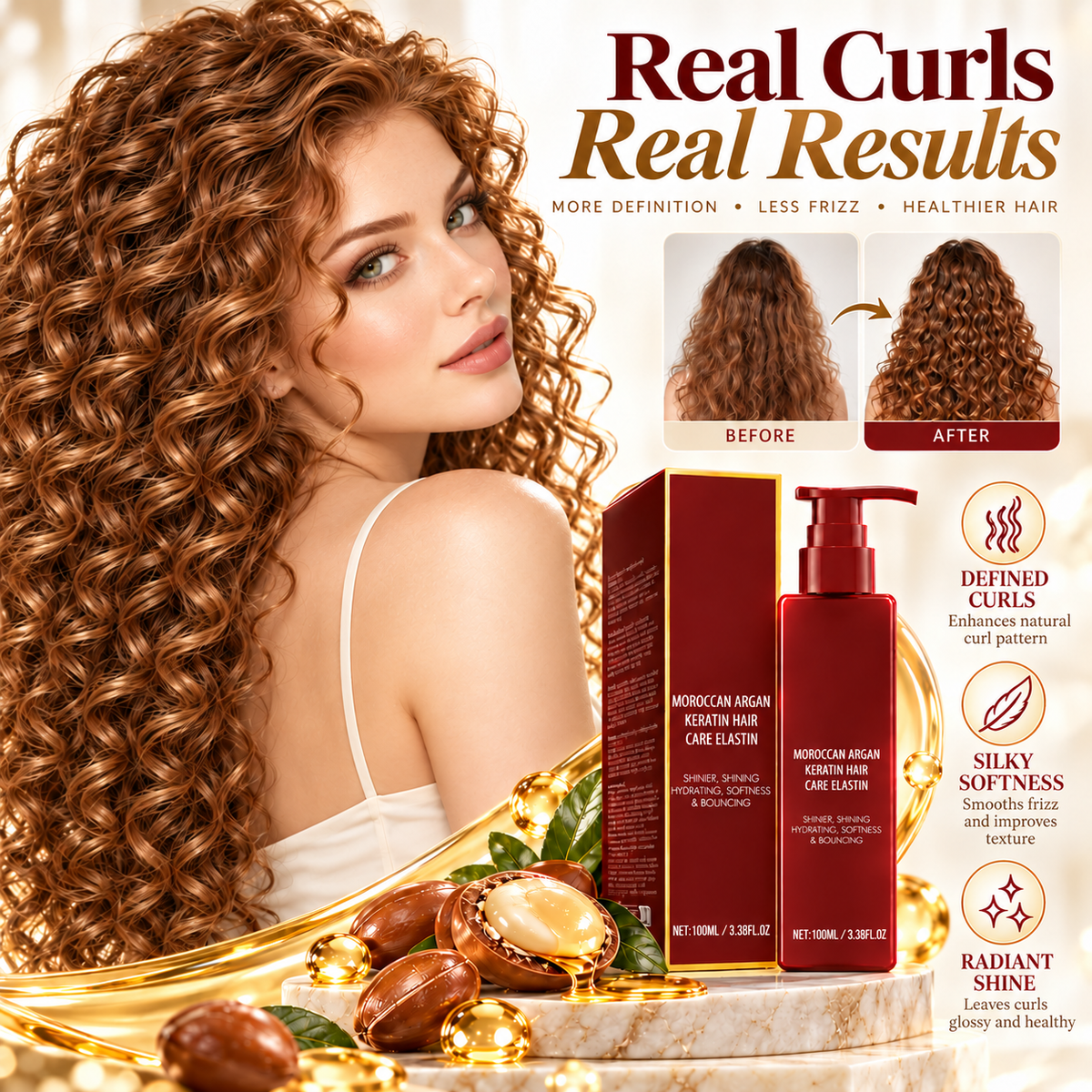 ❤️Argan & Avocado Curl Defining Leave-In Cream⏳