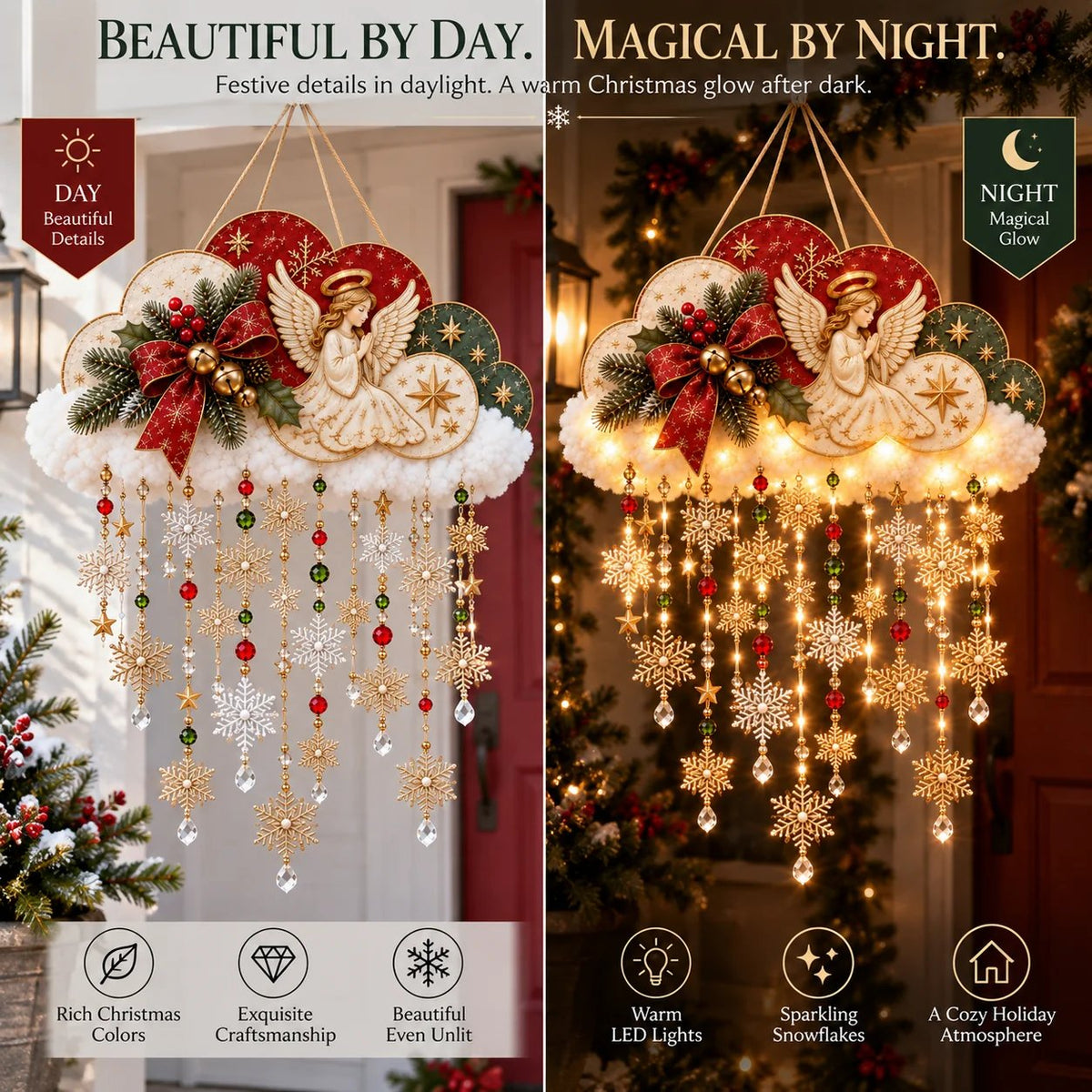 💯 Angelic Christmas Snowfall Cloud – Lighted Hanging Holiday Decor☁️