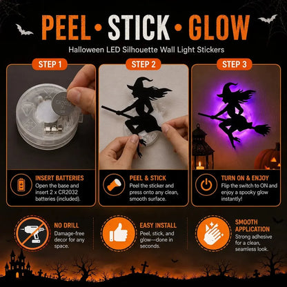 🎃 🥳💞50K+ SOLD! 👻 Halloween LED Silhouette Wall Light Stickers