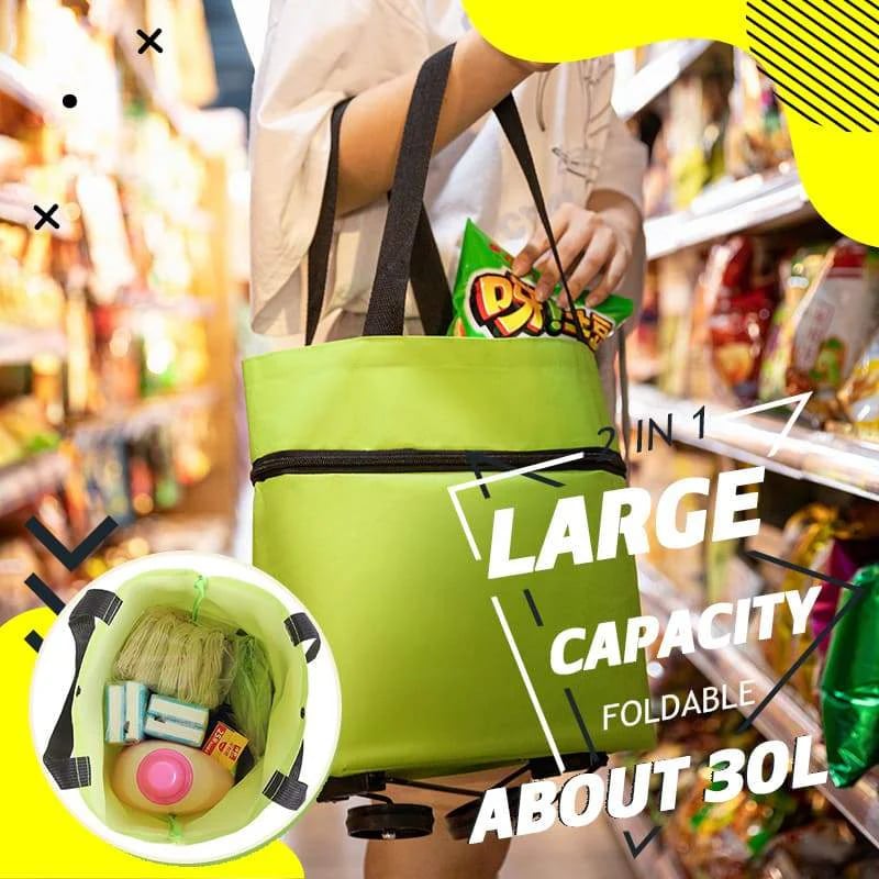 🛢️ 2-in-1 Foldable Shopping Cart