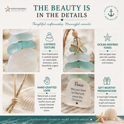 🔥LAST DAY 50% OFF - 🌊Ocean Blessings™ Sea Glass Christmas Ornaments – Peace, Love, Joy, Faith, Family, Friends & Hope