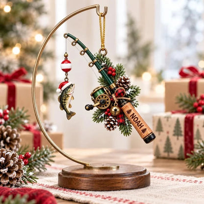 🎣 Personalized Fishing Christmas Ornament with Hanging Cord