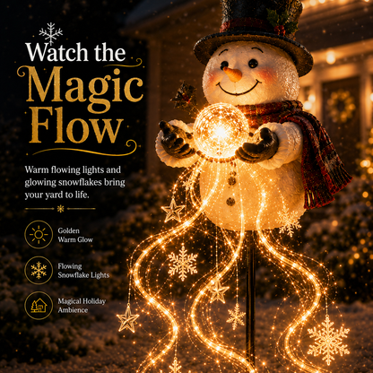 🎅Christmas Early Discount 49% Off ✨Snowman Magic Fountain - Flowing Snowflake LED Christmas Garden Light❄️