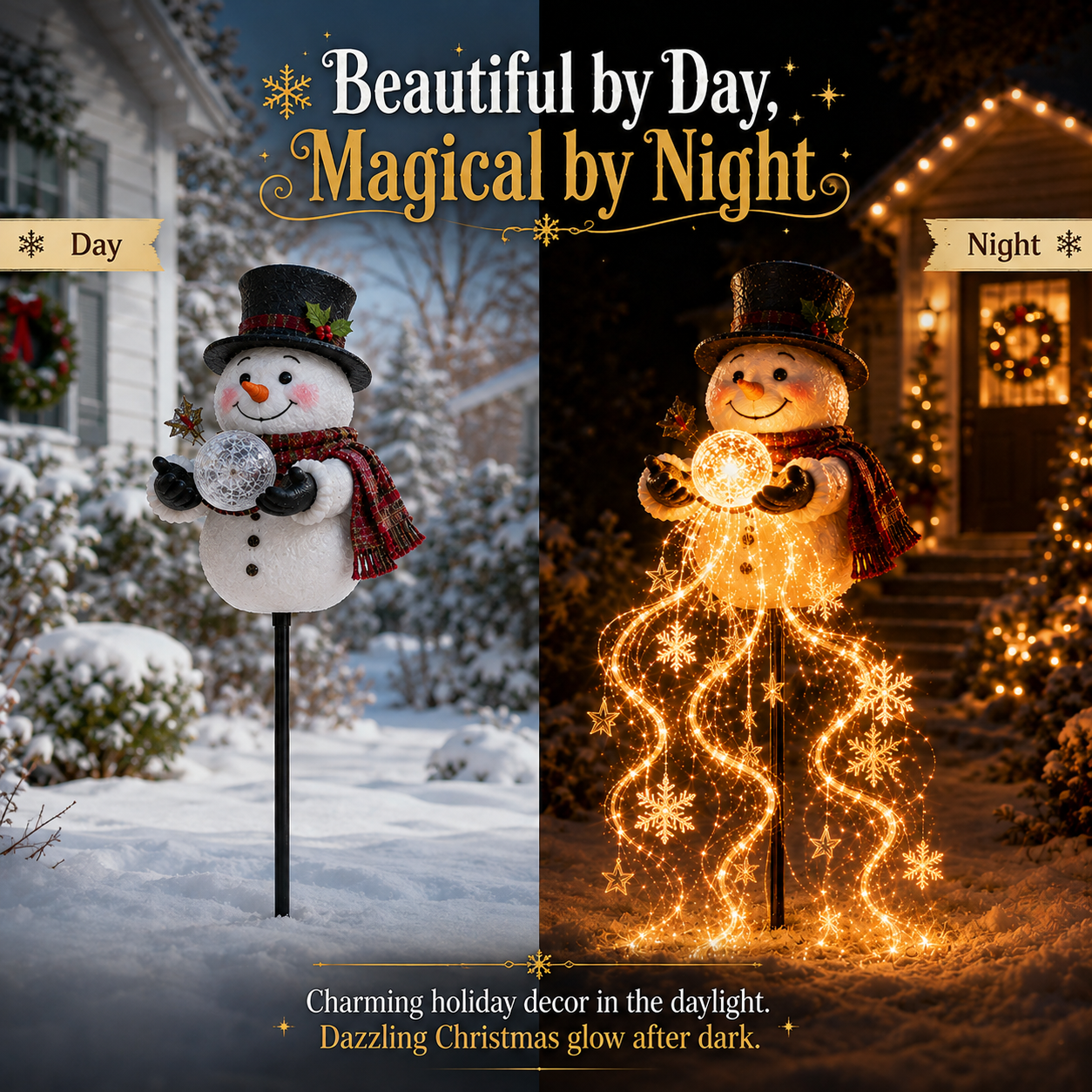 🎅Christmas Early Discount 49% Off ✨Snowman Magic Fountain - Flowing Snowflake LED Christmas Garden Light❄️