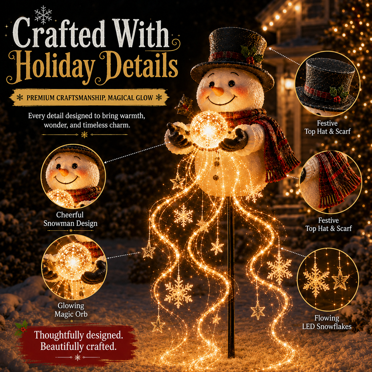 🎅Christmas Early Discount 49% Off ✨Snowman Magic Fountain - Flowing Snowflake LED Christmas Garden Light❄️