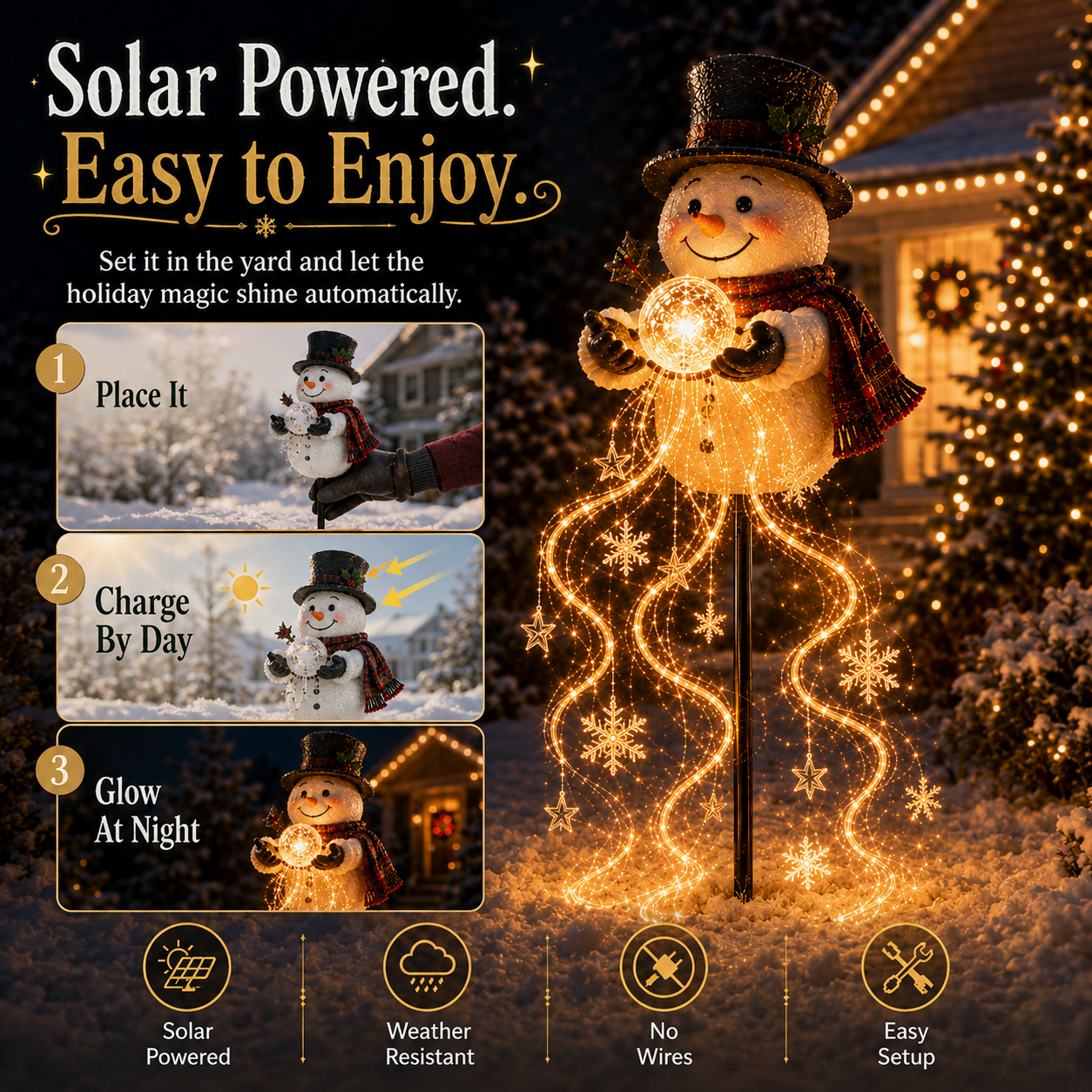 🎅Christmas Early Discount 49% Off ✨Snowman Magic Fountain - Flowing Snowflake LED Christmas Garden Light❄️