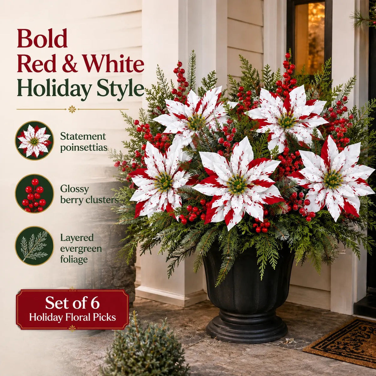 Artificial Poinsettia Potted Plant Insert