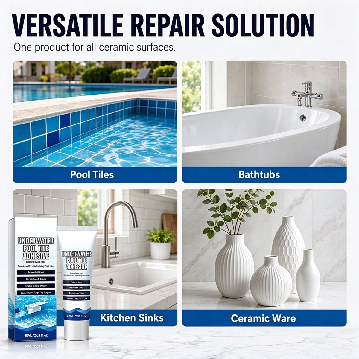 🏊💧 Underwater Pool Tile Repair Adhesive – Fix Loose Pool Tiles Easily🔧🍀
