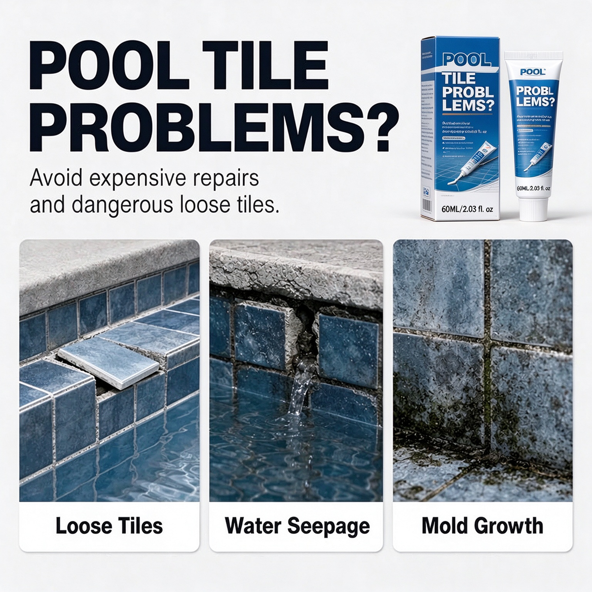 🏊💧 Underwater Pool Tile Repair Adhesive – Fix Loose Pool Tiles Easily🔧🍀