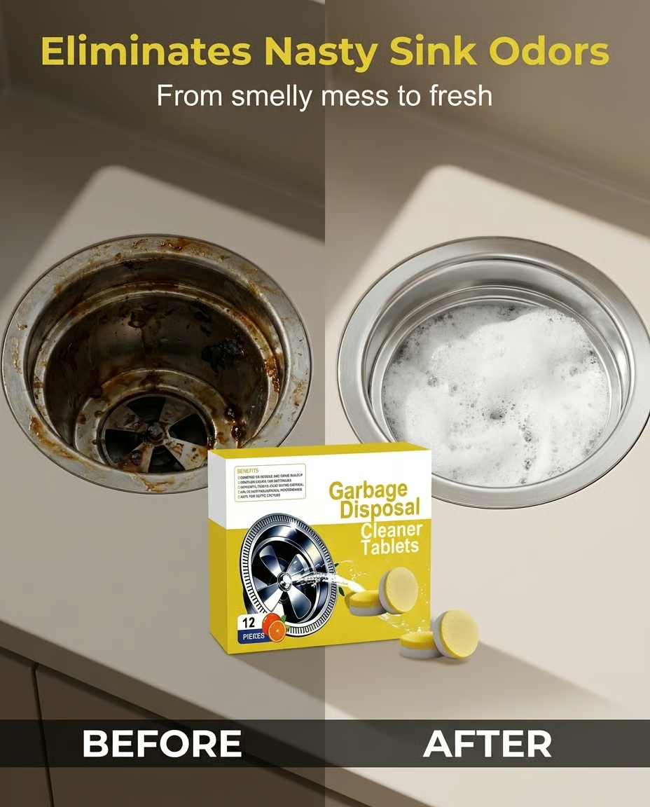 Kitchen sink and disposal cleaning tablets