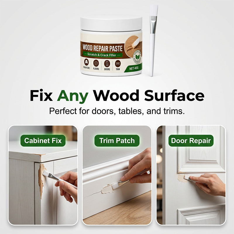 🏆 Last Day Special Price £9.77 ! 🔥Buy 2 Get 1 Free🎁Furniture & Floor Repair Paste – Works on tables, cabinets & wooden floors. Covers scuffs & peeling. No more ugly scratches! 🏠✅